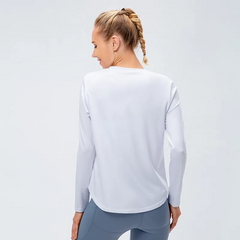 Women'S Casual Quick-Drying Breathable Running Training Yoga Sports Long-Sleeved T-Shirt