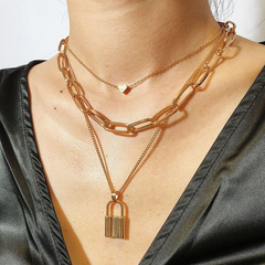 Fashion Retro Lock Chain Heart Design Necklace