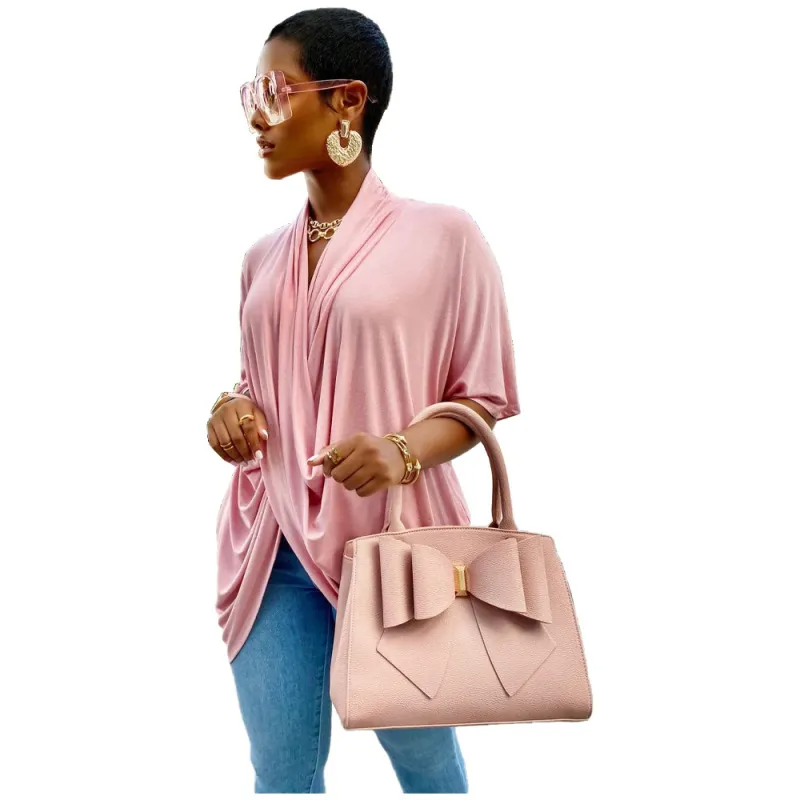 Elegant Women Office Fashion Solid Color Loose Blouse