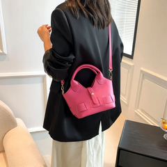 Women Fashion Simple Solid Color Magnetic Button PU Shoulder Crossbody Bags