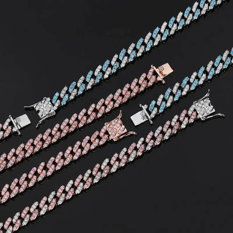 Women Men 9Mm Zircon Rhinestones Hiphop Necklac