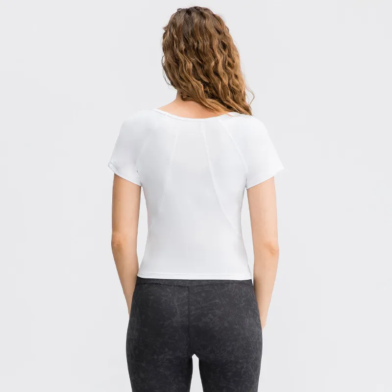 Women'S Fitness Short Sleeve Round Neck Skinny Quick Dry Sports T-Shirt