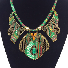 Women Fashion Bohemian Ethnic Style Exaggerated Multicolor Alloy Diamond Necklace