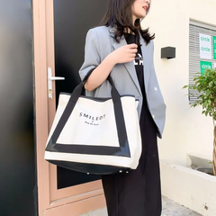 Women Fashion Casual Letter Pattern Large Capacity Canvas Tote Shoulder Bag