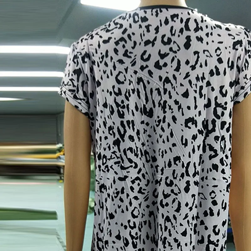 Women Leopard Print Short-Sleeve Blouse