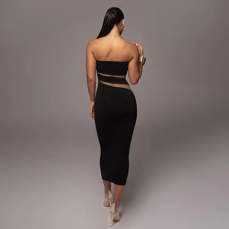 Women Fashion Sexy Strapless Sheath Dress