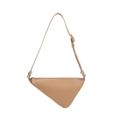 Women Fashion Creative Triangle Shape Zipper Design Solid Color PU Shoulder Bag