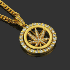 Unique Maple Leaf Design Alloy Lucky Wheel Pendant Men Necklace