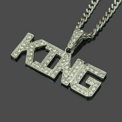Men Fashion Hip-Hop Jewelry Golden Alloy "KING" Pendant Necklace