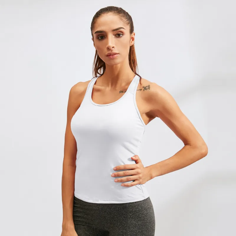 Women'S Sexy Hollow Tight Quick-Drying High Elasticity Breathable Fitness Running Sports Vest