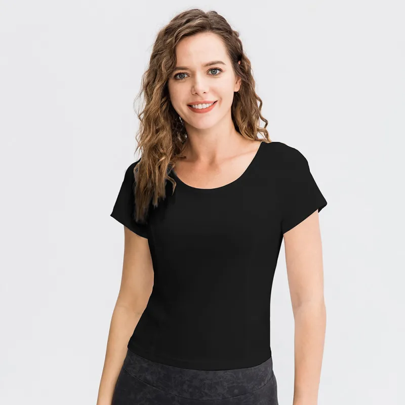 Women'S Fitness Short Sleeve Round Neck Skinny Quick Dry Sports T-Shirt