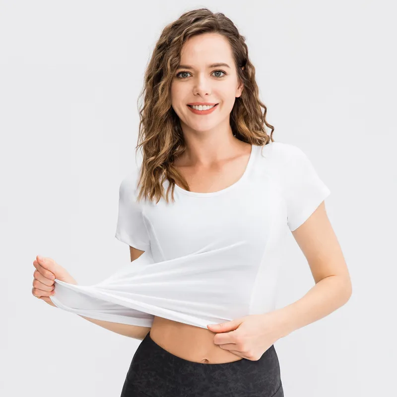 Women'S Fitness Short Sleeve Round Neck Skinny Quick Dry Sports T-Shirt