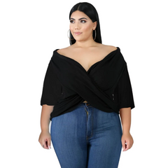 Women Solid Color Dolman Sleeve Irregular Blouse
